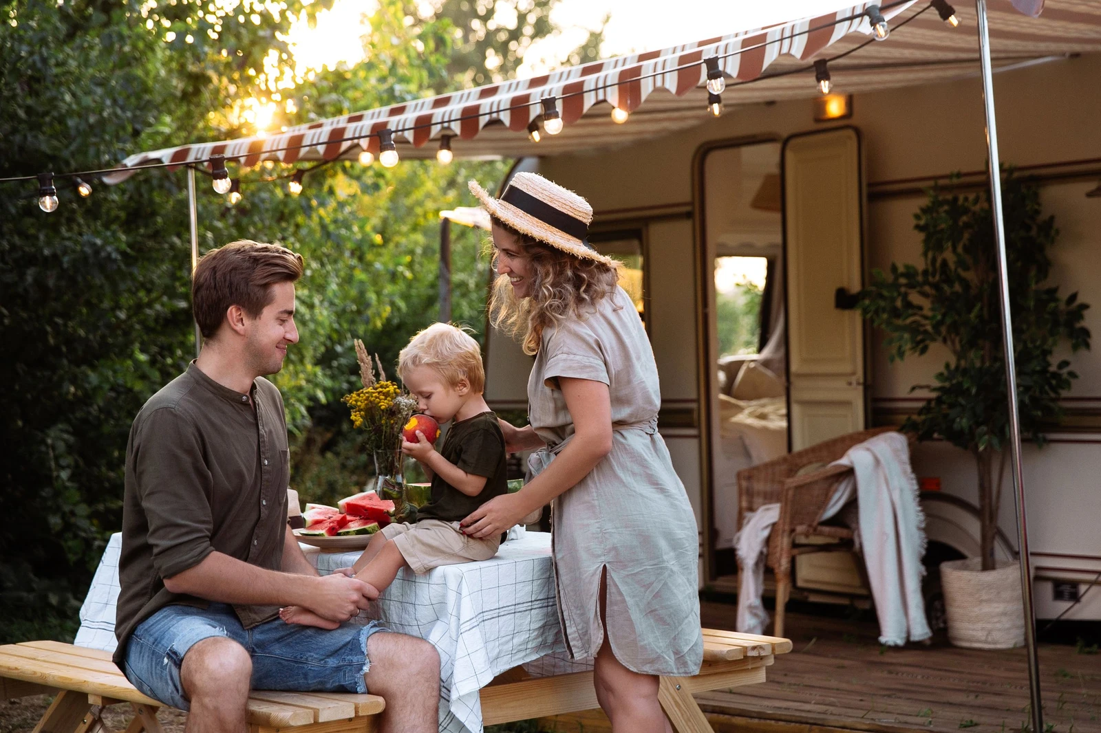 family staying at a Texas RV resort