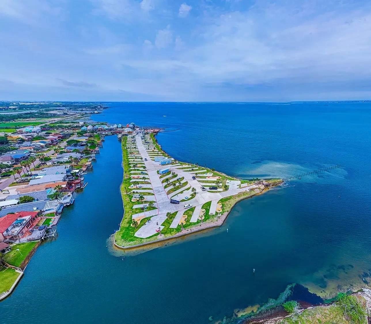aerial view of Firefly Resort in Corpus Christi
